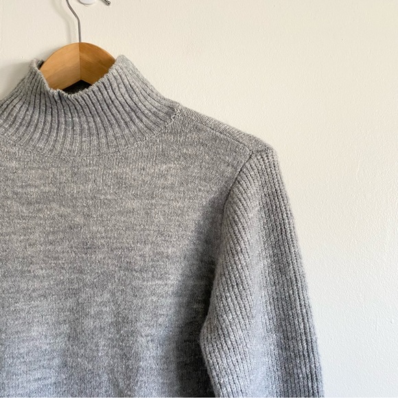 Scoop Knit Gray Turtleneck Sweater with Pearl Accents - Picture 3 of 7
